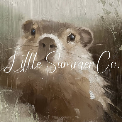 Groundhog Among Wildflowers Frame TV Art displayed on a TV