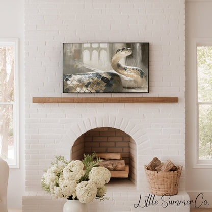 Coiled Snake Frame TV Art displayed on a TV