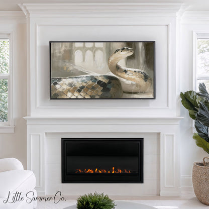 Coiled Snake Frame TV Art displayed on a TV