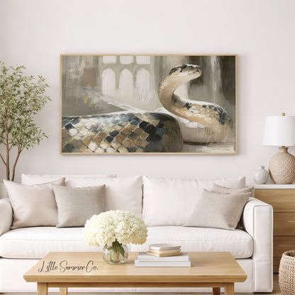 Coiled Snake Frame TV Art displayed on a TV