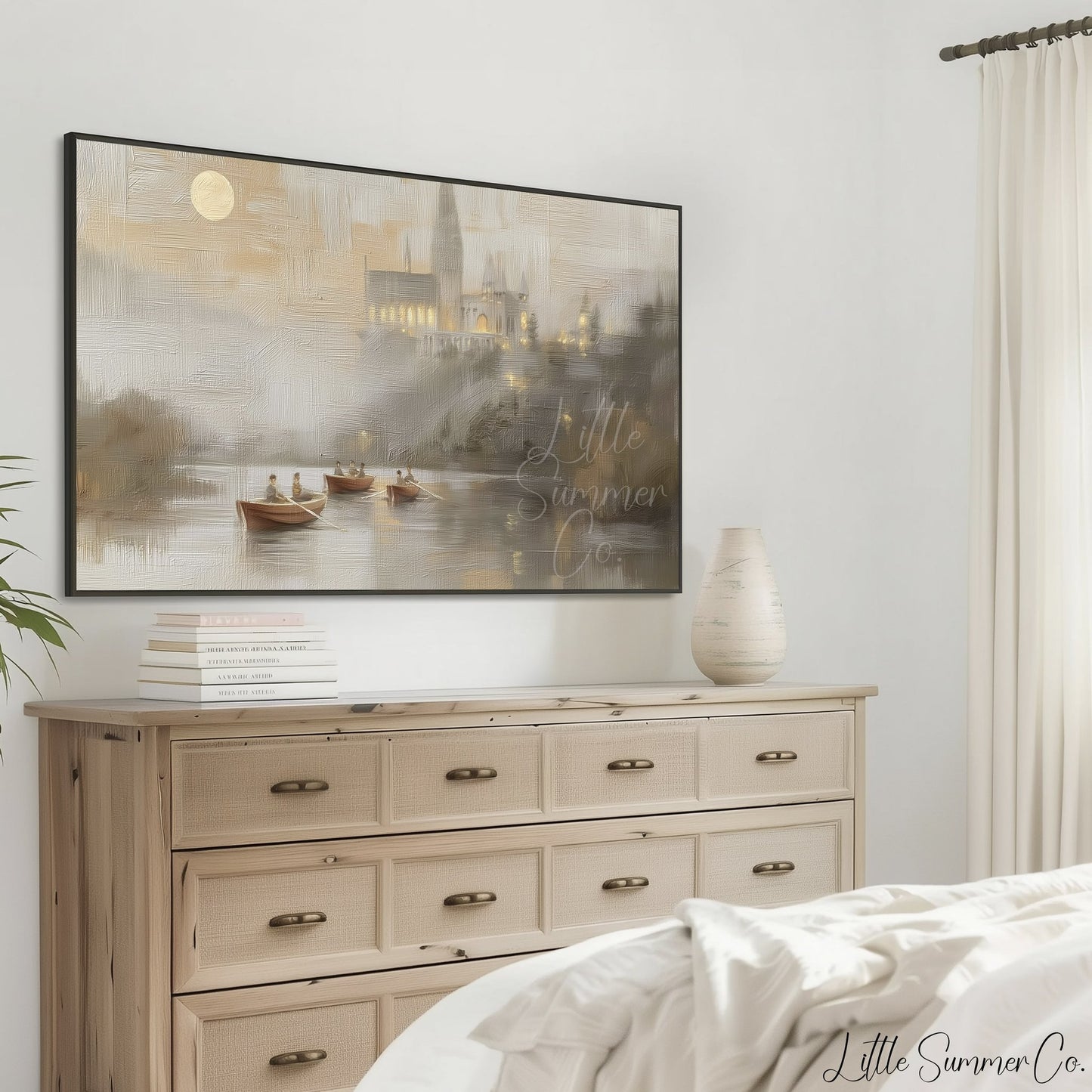Church Lake Boats Frame TV Art displayed on a TV