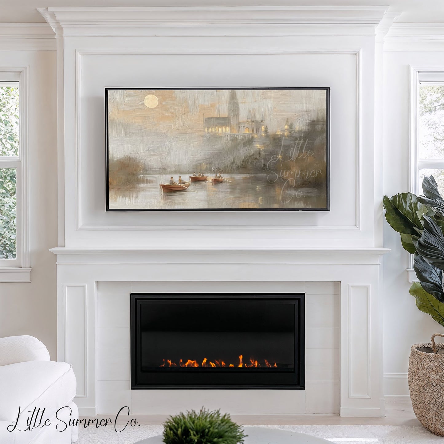 Church Lake Boats Frame TV Art displayed on a TV