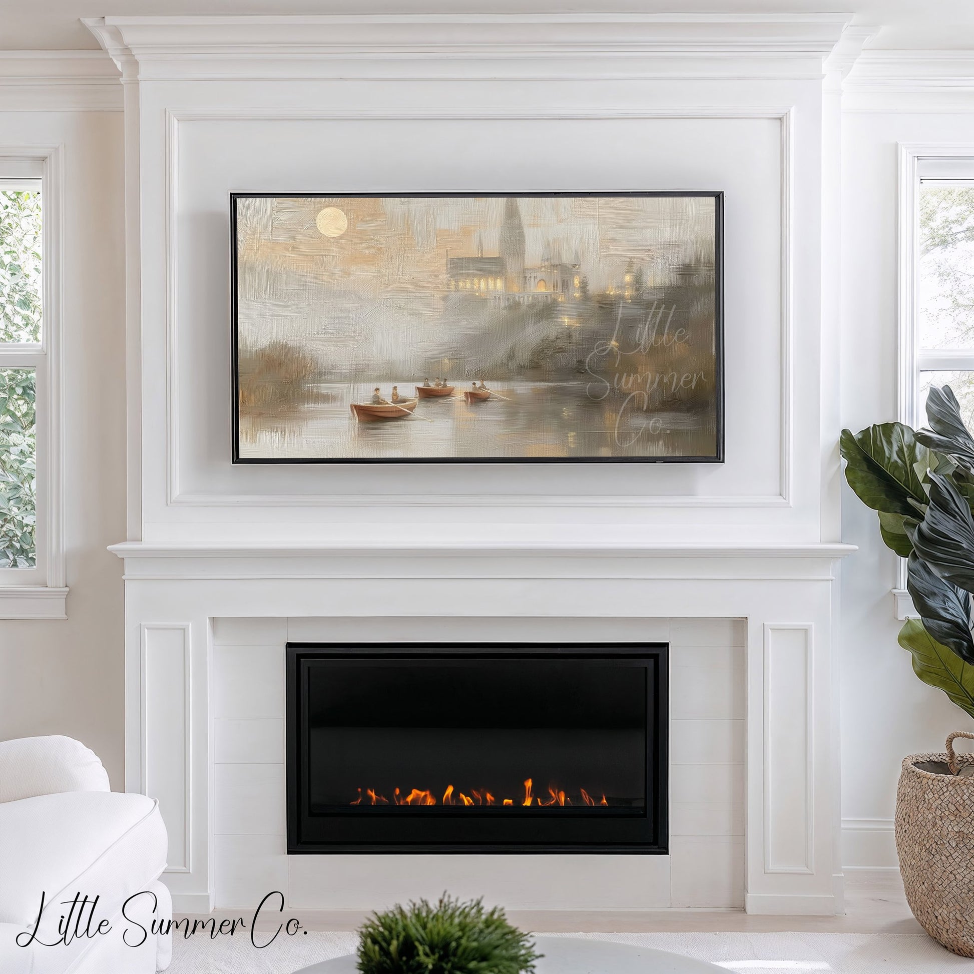 Church Lake Boats Frame TV Art displayed on a TV