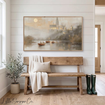 Church Lake Boats Frame TV Art displayed on a TV