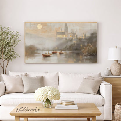 Church Lake Boats Frame TV Art displayed on a TV