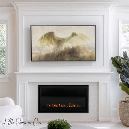 White Dragon Frame TV Art displayed on a TV