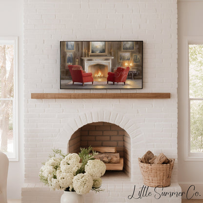 Fireplace Armchairs Frame TV Art displayed on a TV