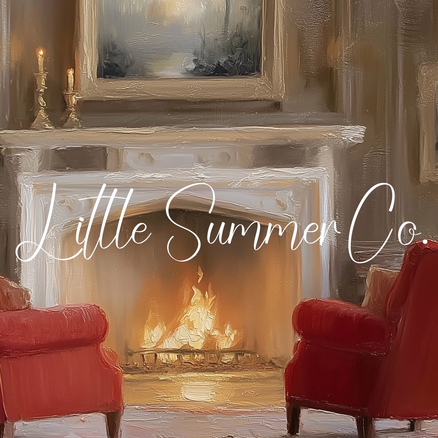 Fireplace Armchairs Frame TV Art displayed on a TV