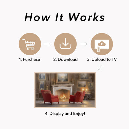 Fireplace Armchairs Frame TV Art displayed on a TV