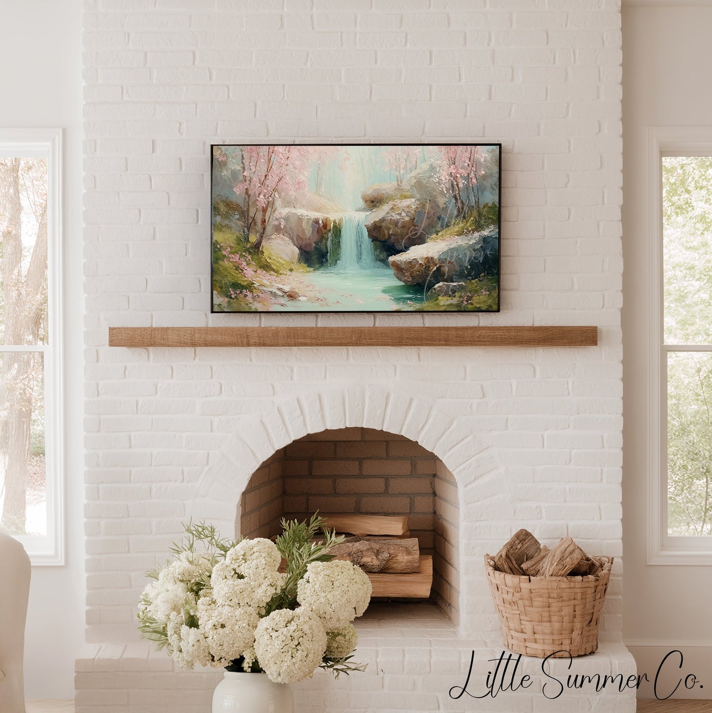 Cherry Waterfall Frame TV Art displayed on a TV