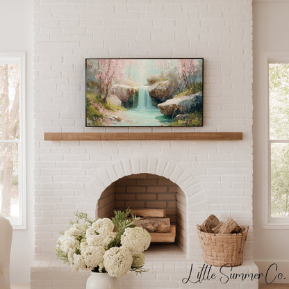 Cherry Waterfall Frame TV Art displayed on a TV