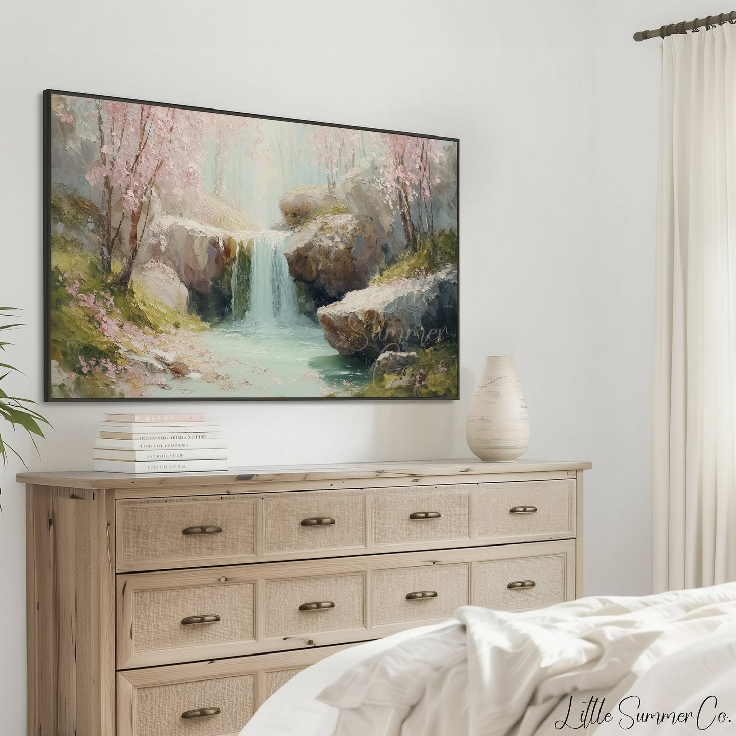 Cherry Waterfall Frame TV Art displayed on a TV