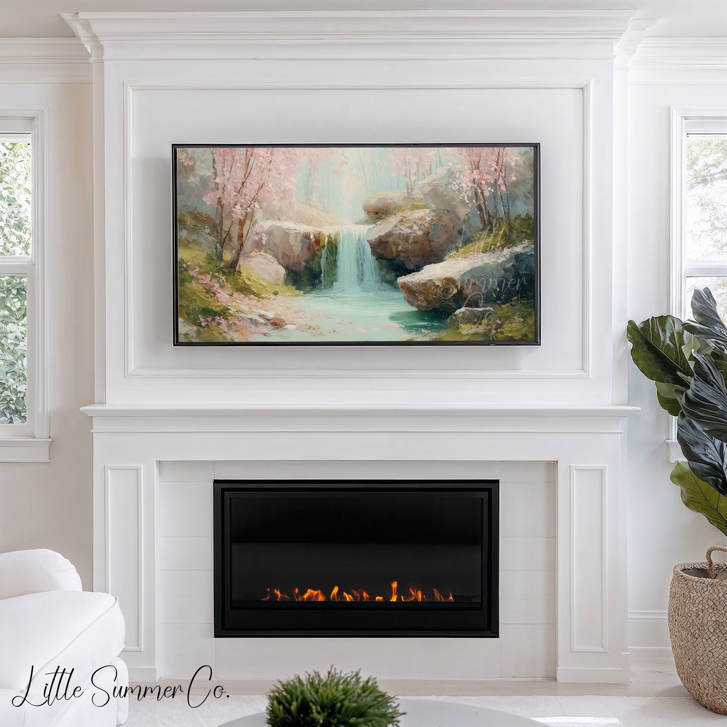 Cherry Waterfall Frame TV Art displayed on a TV