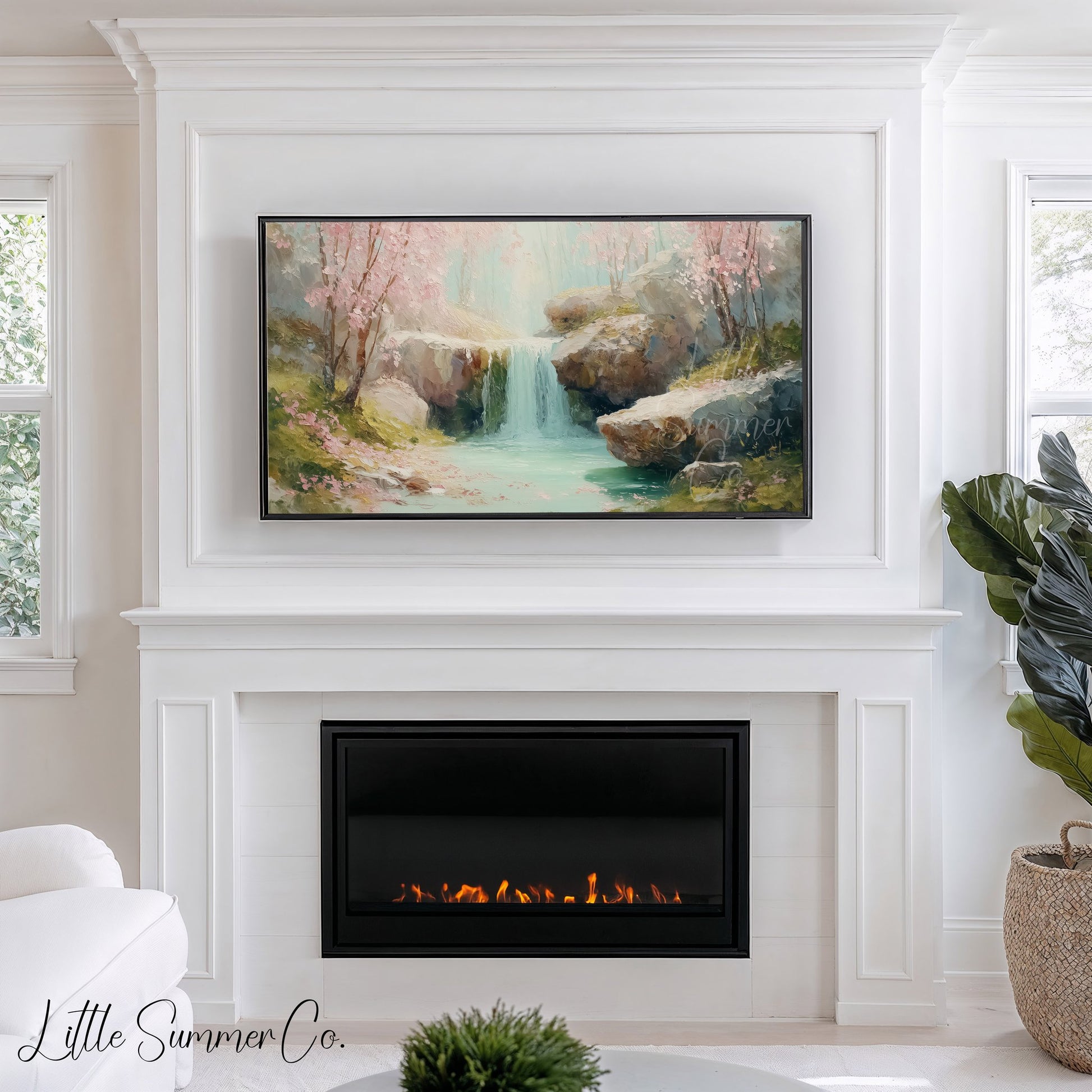Cherry Waterfall Frame TV Art displayed on a TV