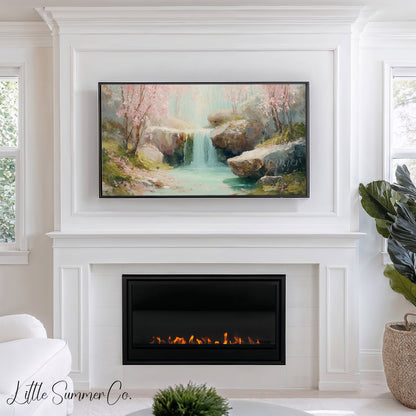 Cherry Waterfall Frame TV Art displayed on a TV