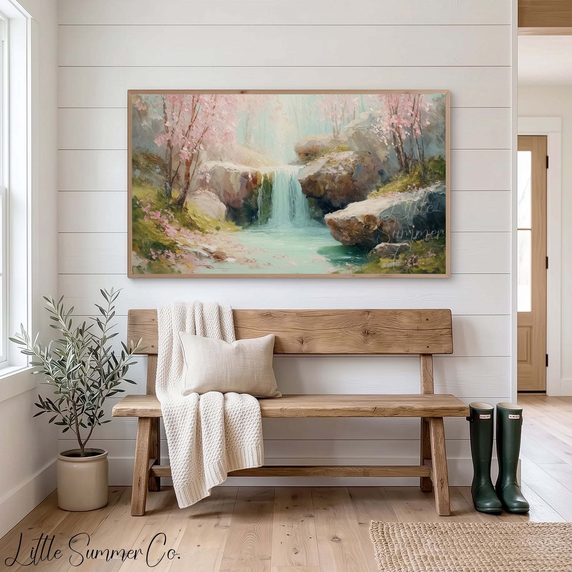 Cherry Waterfall Frame TV Art displayed on a TV