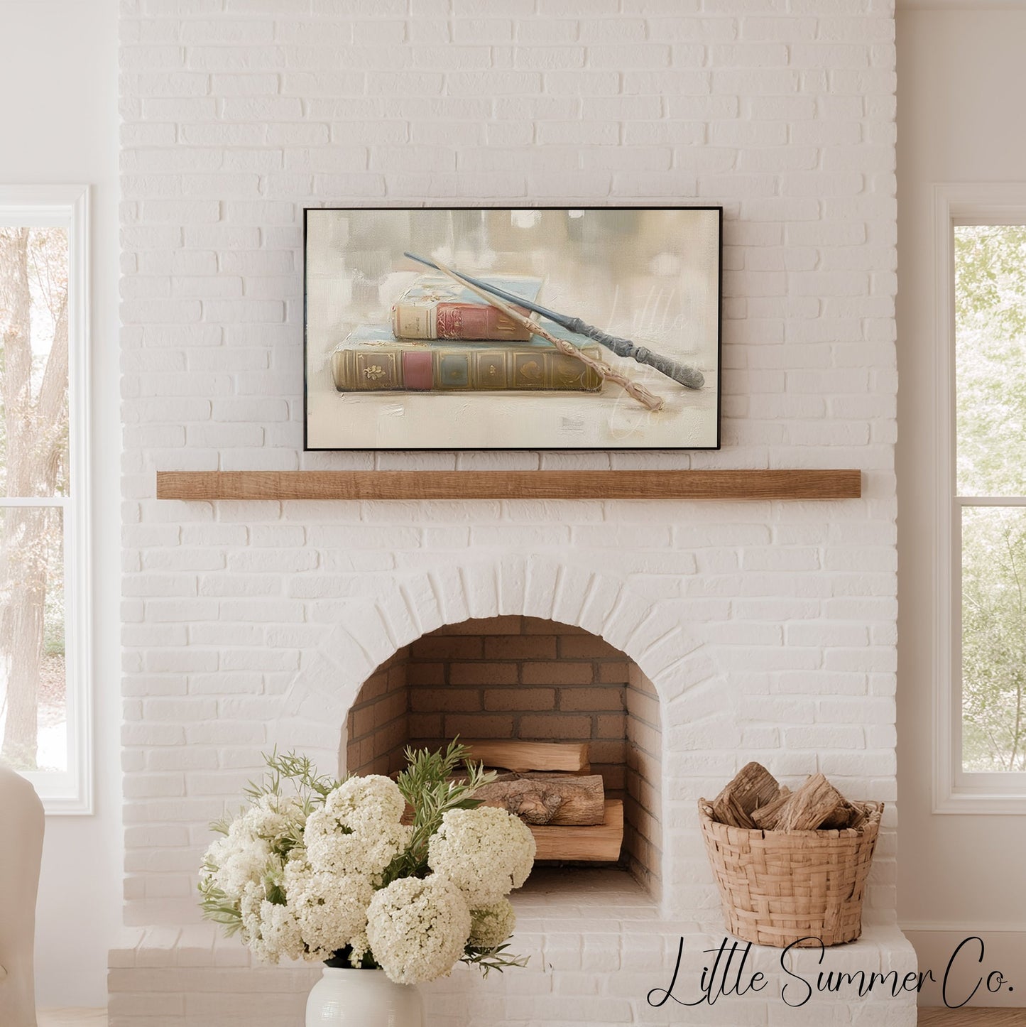 Books and Wands Frame TV Art displayed on a TV