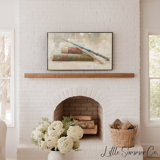 Books and Wands Frame TV Art displayed on a TV
