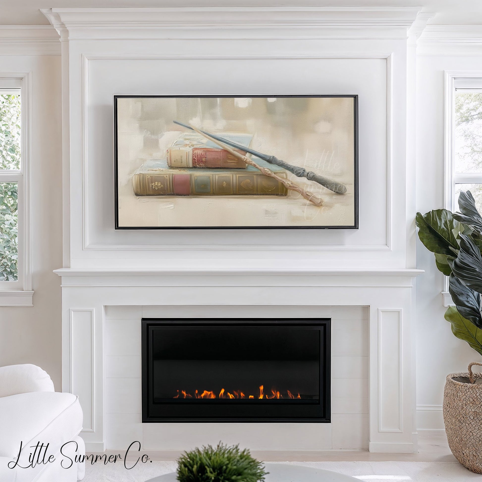 Books and Wands Frame TV Art displayed on a TV