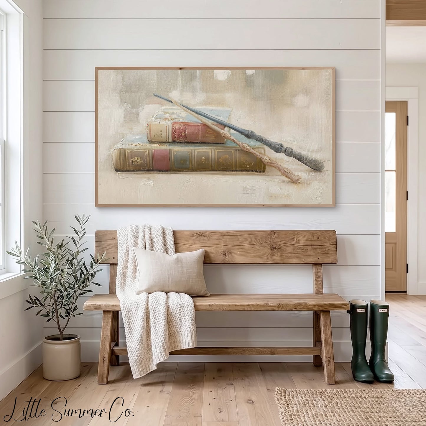 Books and Wands Frame TV Art displayed on a TV