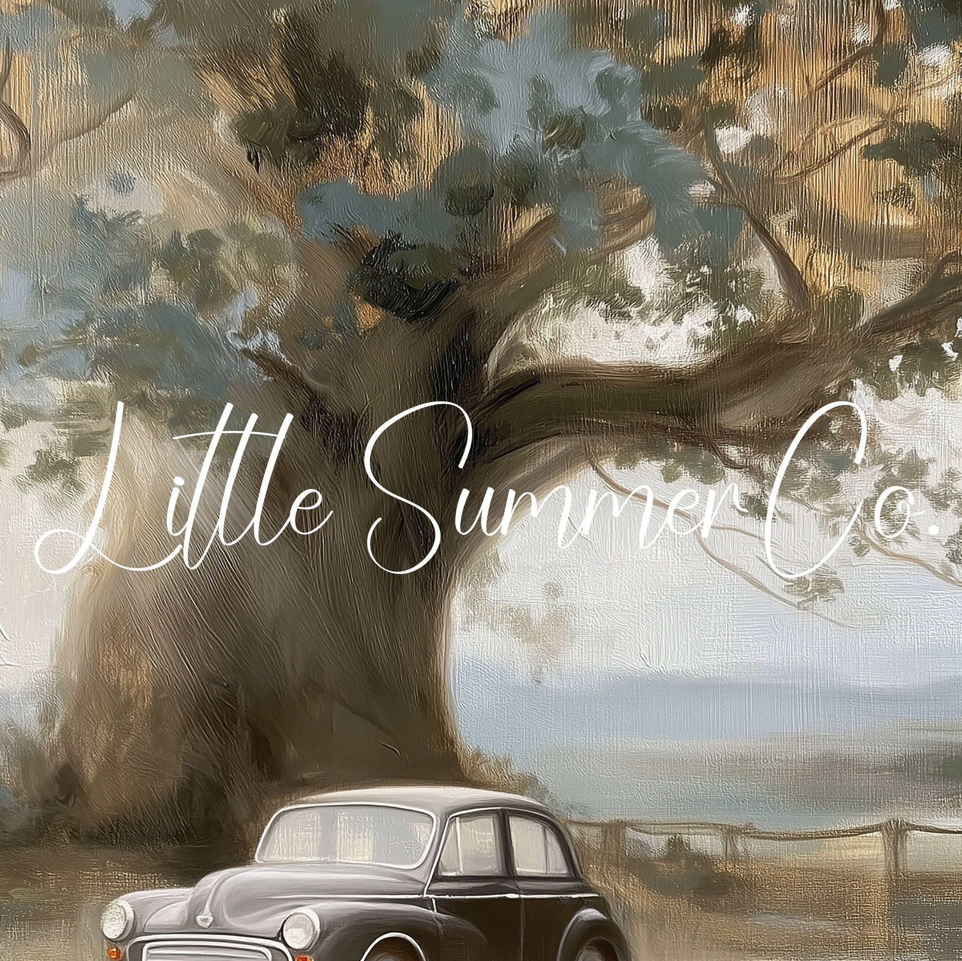 Tree and Car Frame TV Art displayed on a TV