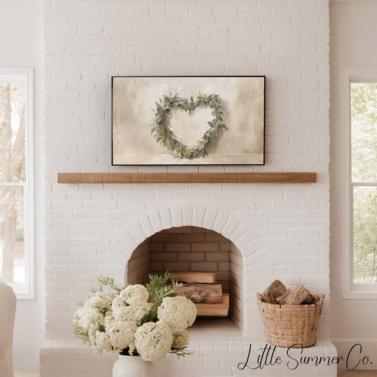 Leaf Heart Wreath Frame TV Art displayed on a TV