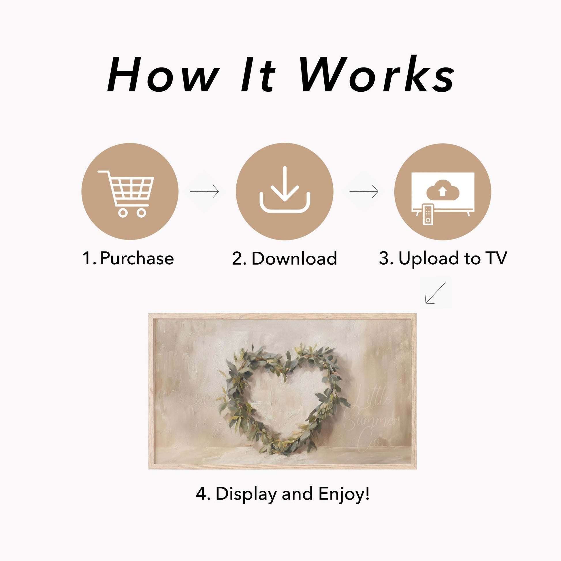 Leaf Heart Wreath Frame TV Art displayed on a TV