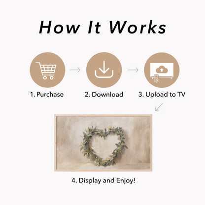 Leaf Heart Wreath Frame TV Art displayed on a TV