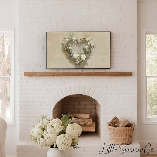 Flower Heart Wreath Frame TV Art displayed on a TV