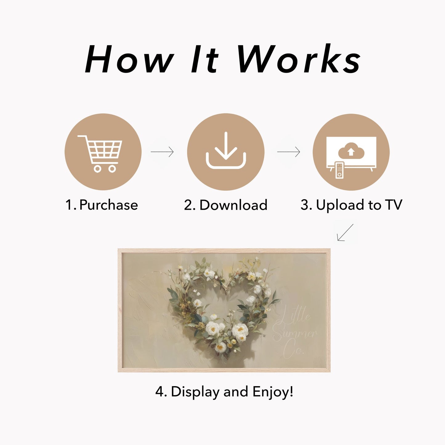 Flower Heart Wreath Frame TV Art displayed on a TV