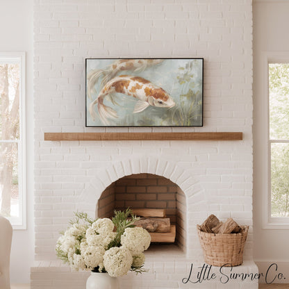 Koi Fish Frame TV Art displayed on a TV