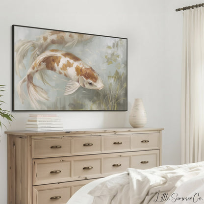 Koi Fish Frame TV Art displayed on a TV
