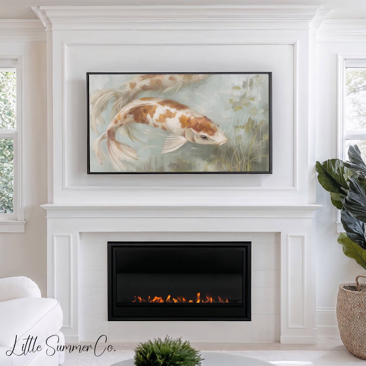 Koi Fish Frame TV Art displayed on a TV