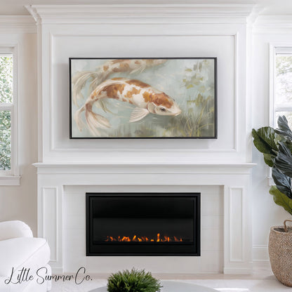 Koi Fish Frame TV Art displayed on a TV