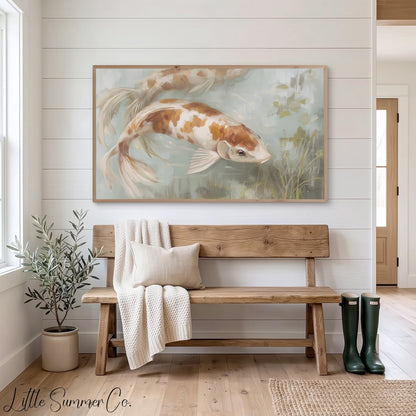 Koi Fish Frame TV Art displayed on a TV