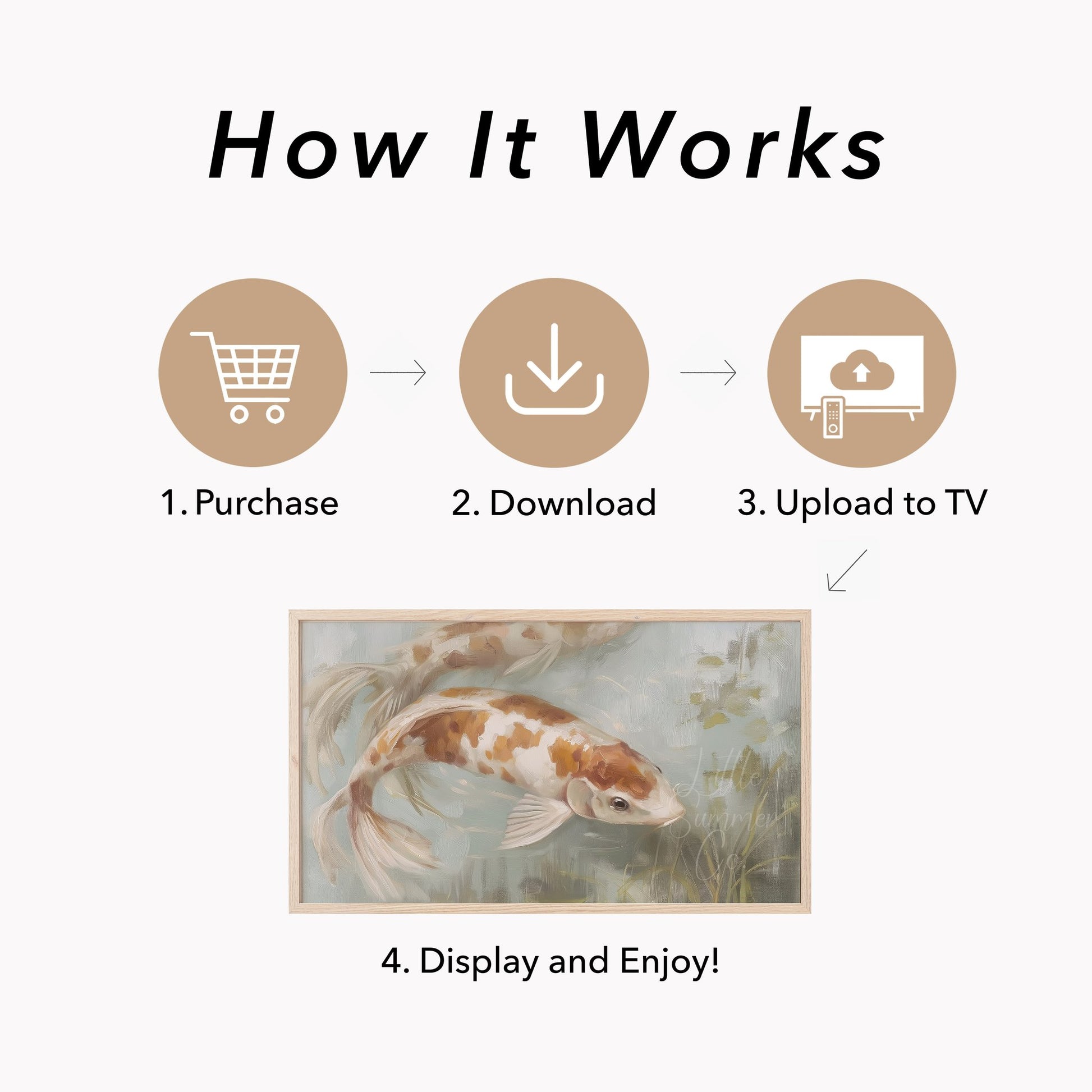 Koi Fish Frame TV Art displayed on a TV