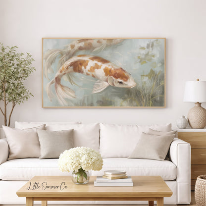 Koi Fish Frame TV Art displayed on a TV
