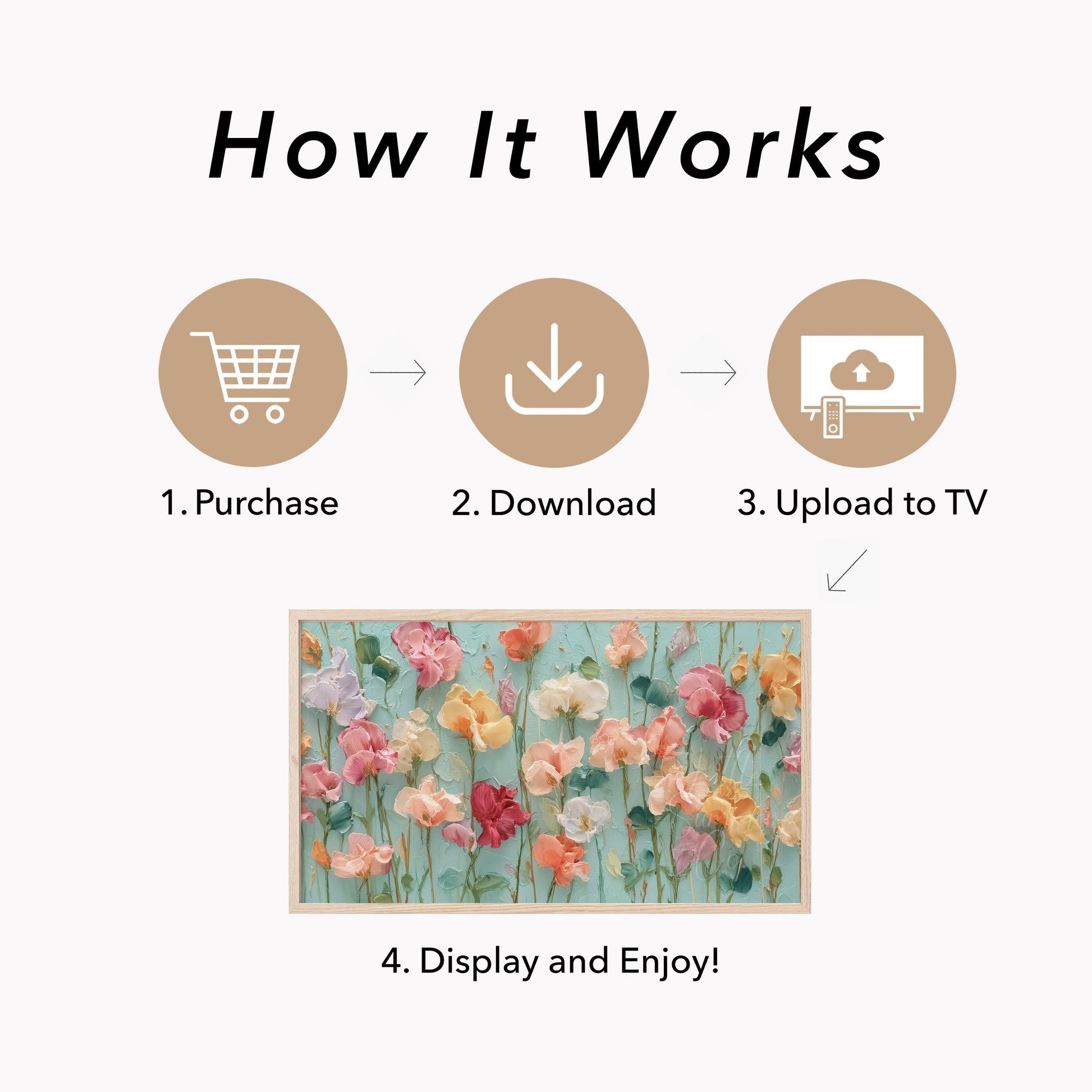 Pastel Poppy Stems Frame TV Art displayed on a TV