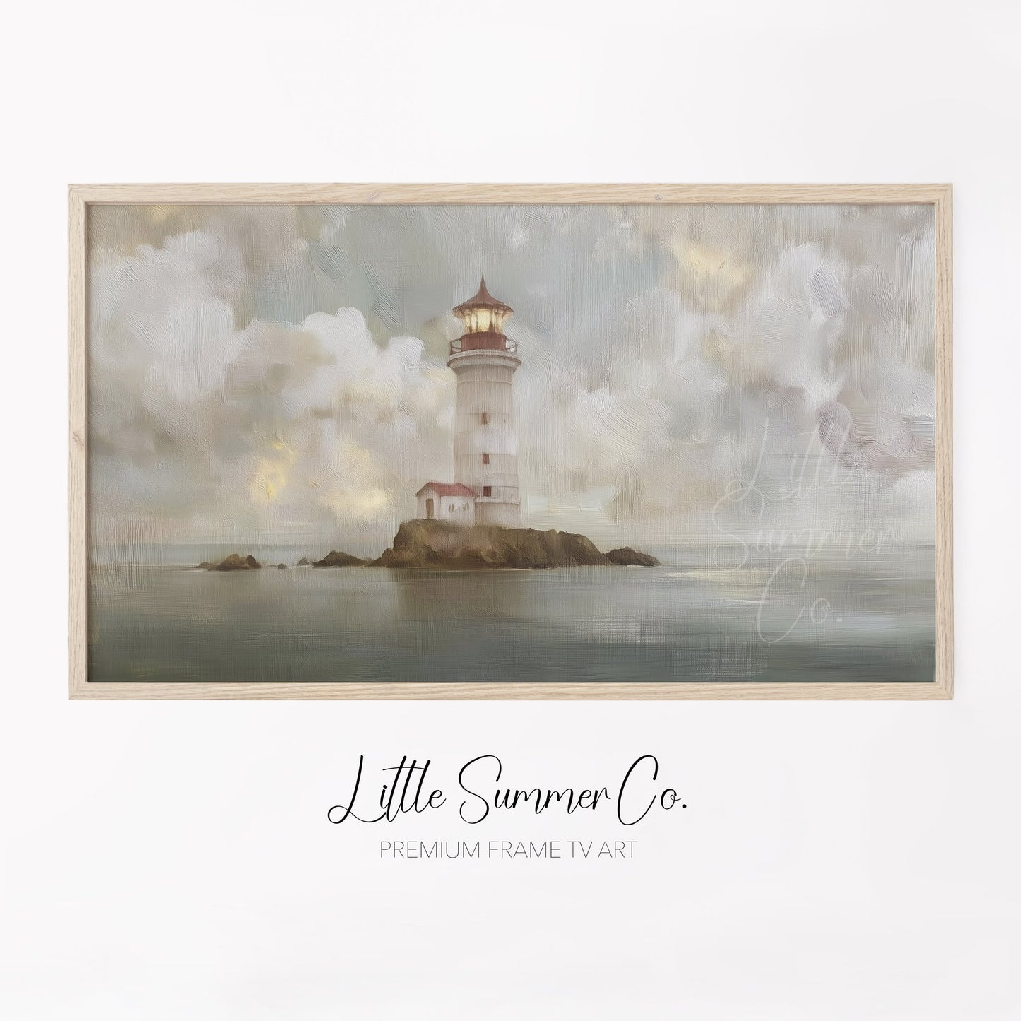 Island Lighthouse Frame TV Art displayed on a TV