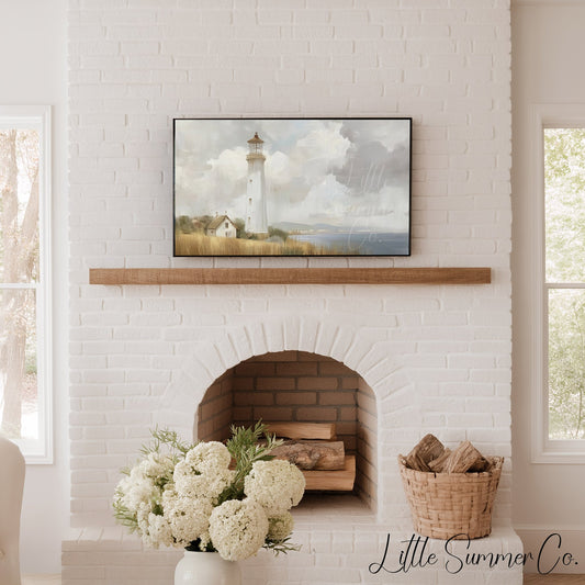 Coastal Lighthouse Frame TV Art displayed on a TV