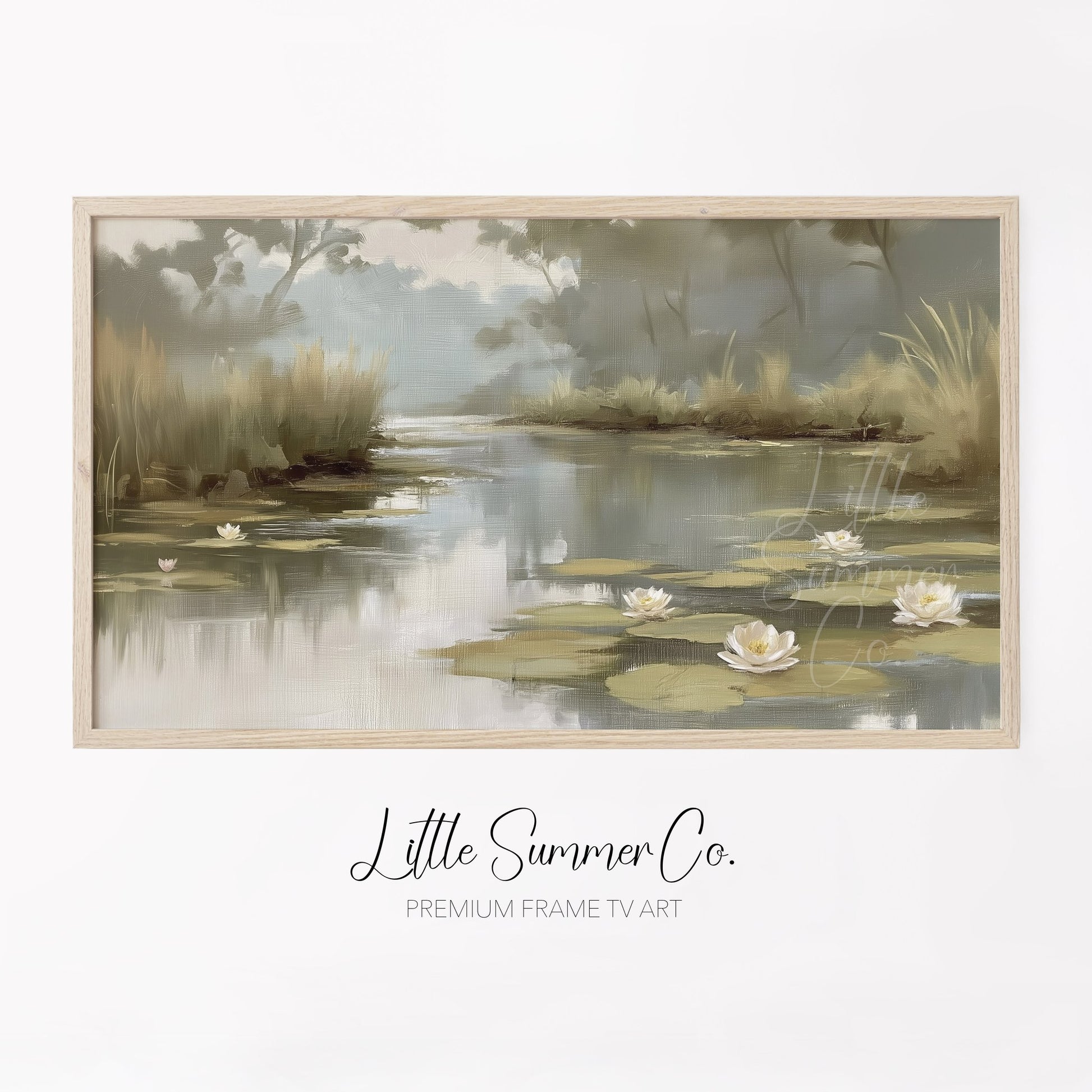 Water Lily Pond Frame TV Art displayed on a TV