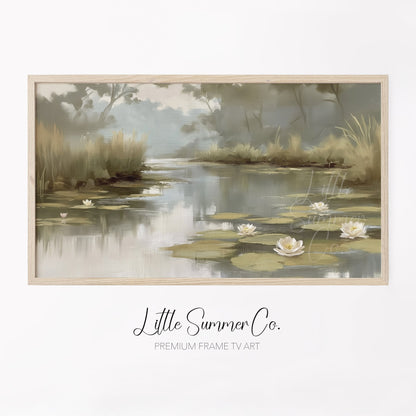 Water Lily Pond Frame TV Art displayed on a TV