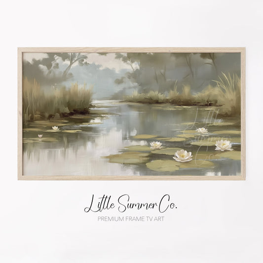 Water Lily Pond Frame TV Art displayed on a TV