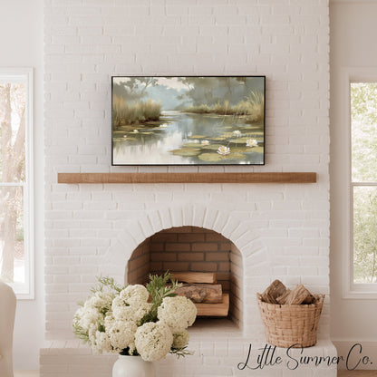 Water Lily Pond Frame TV Art displayed on a TV