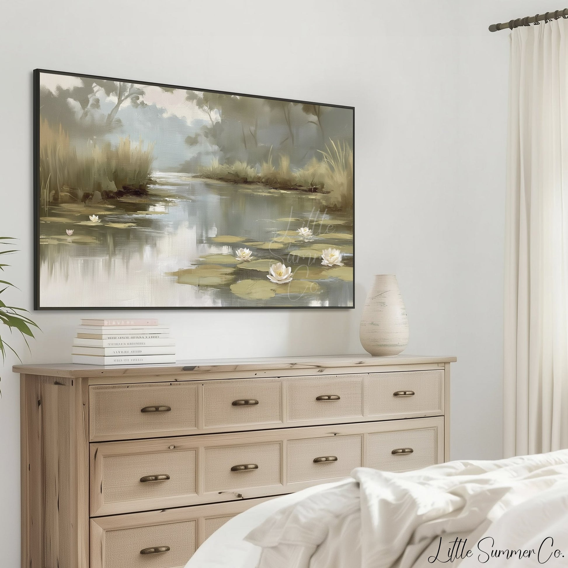 Water Lily Pond Frame TV Art displayed on a TV