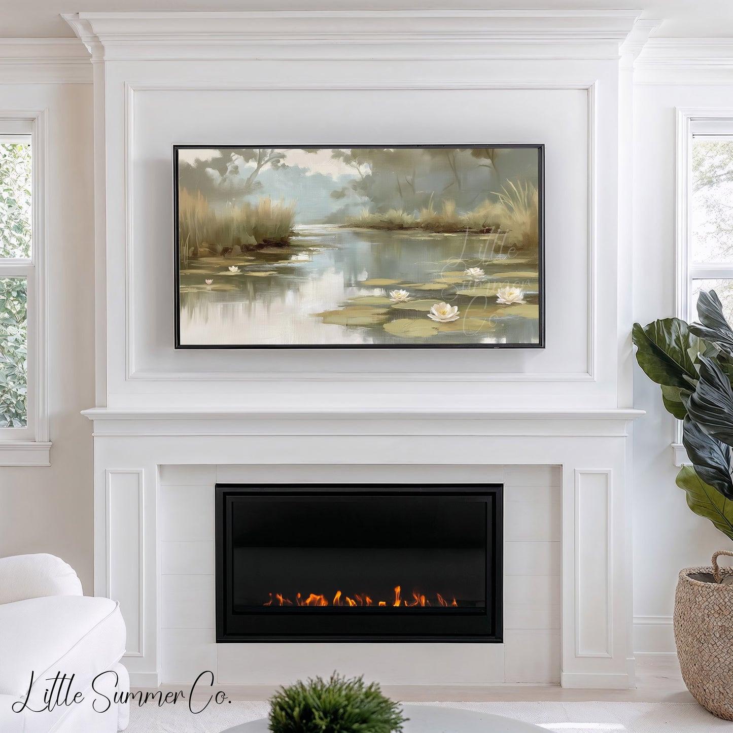 Water Lily Pond Frame TV Art displayed on a TV