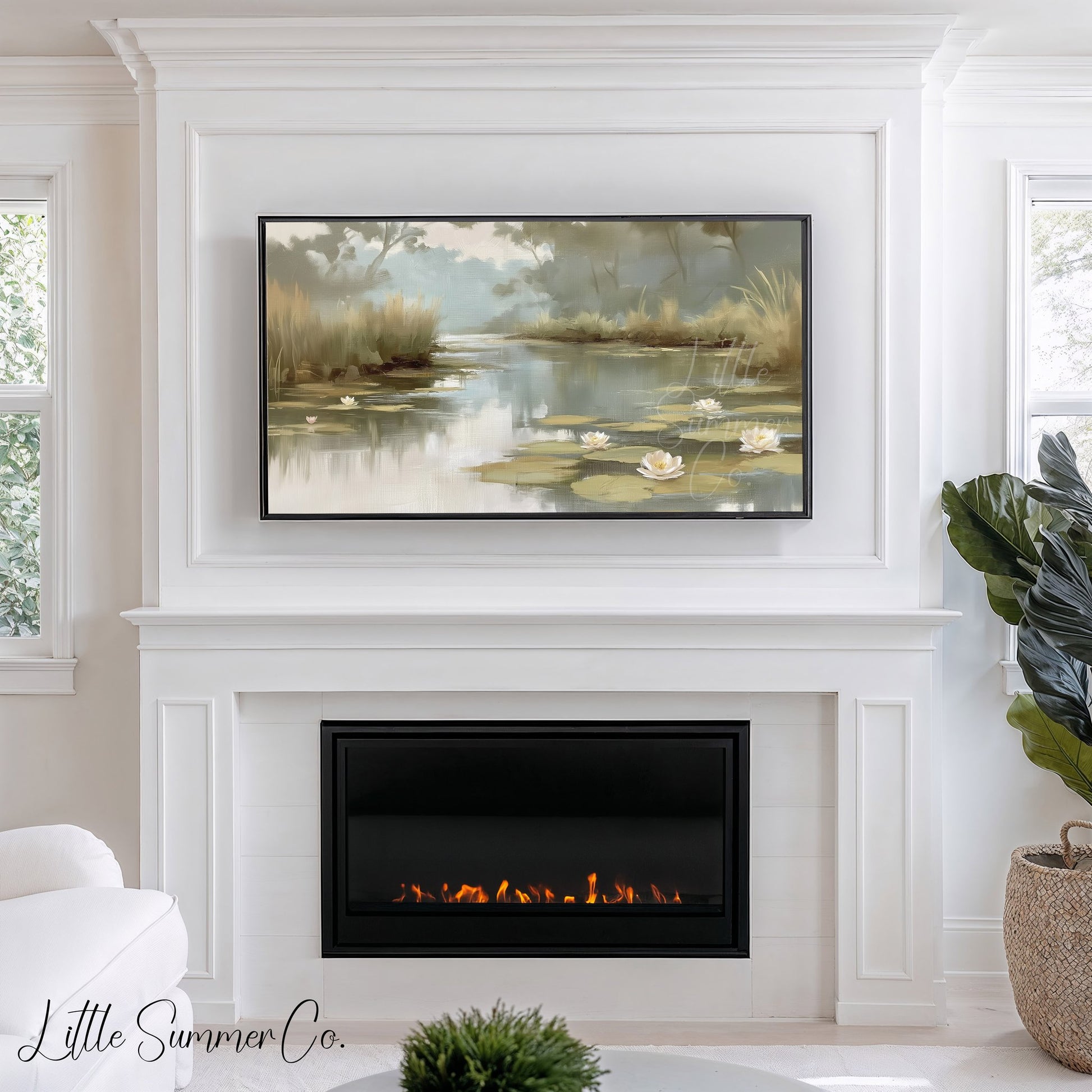 Water Lily Pond Frame TV Art displayed on a TV