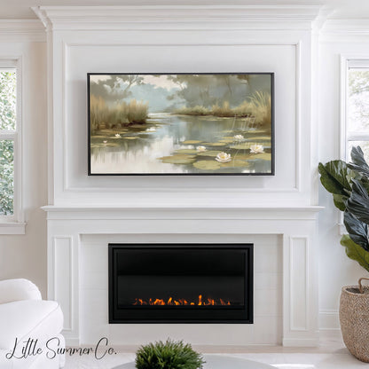 Water Lily Pond Frame TV Art displayed on a TV