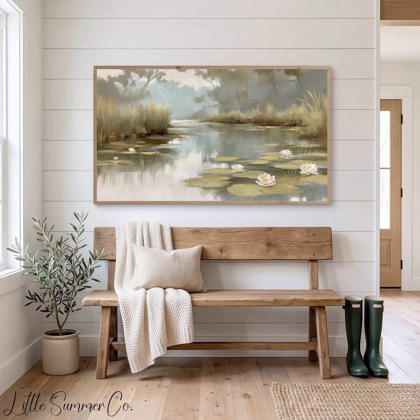 Water Lily Pond Frame TV Art displayed on a TV