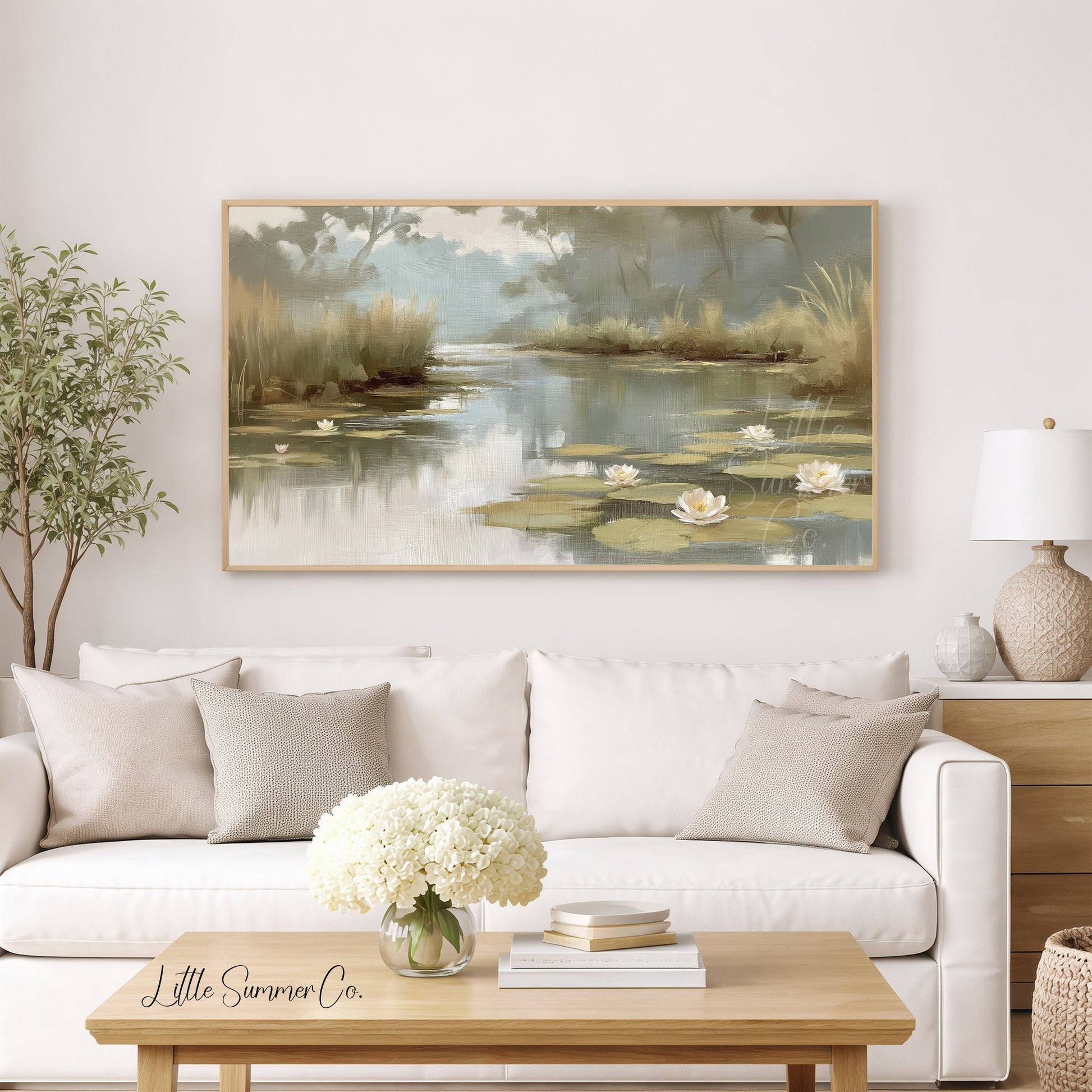 Water Lily Pond Frame TV Art displayed on a TV